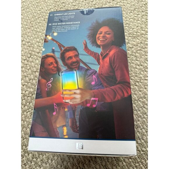 NIB Brookstone | Glow Tone Water Resistant Wireless LED Speaker - Picture 3 of 6